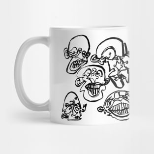 Multiple faces #2 - Psychedelic Line Ink Drawing with Art Style Mug